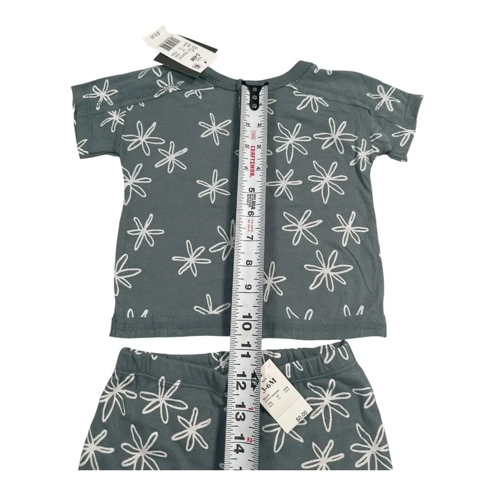 GRAYSON Mini Gray Blue Floral‎ T-Shirt & Pants Set - Size 3-6M - NWT